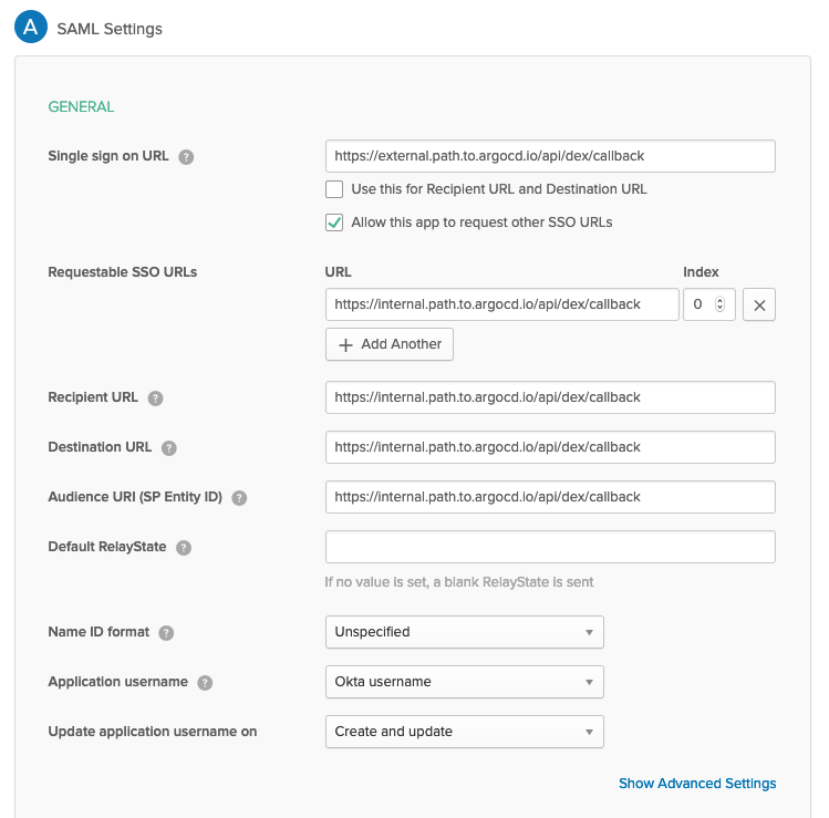 Okta SAML 应用程序拆分